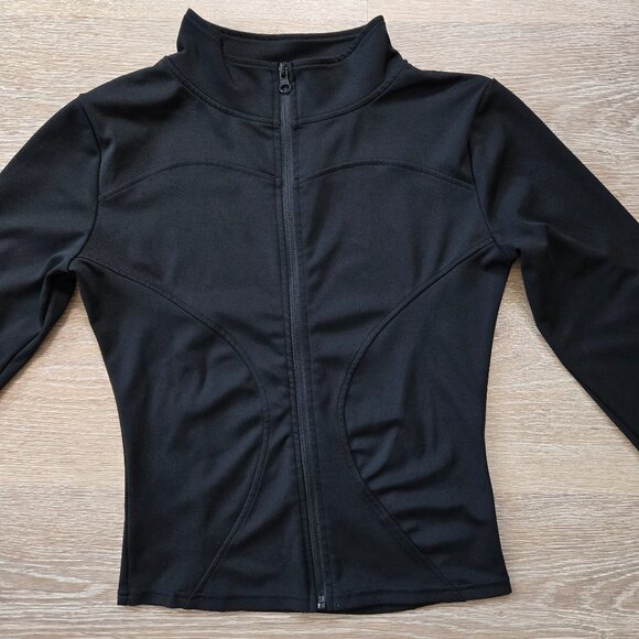 High-Stretch Zip-Up Workout Jacket with Thumb Holes - Size S - Black - Athletic - Picture 6 of 12